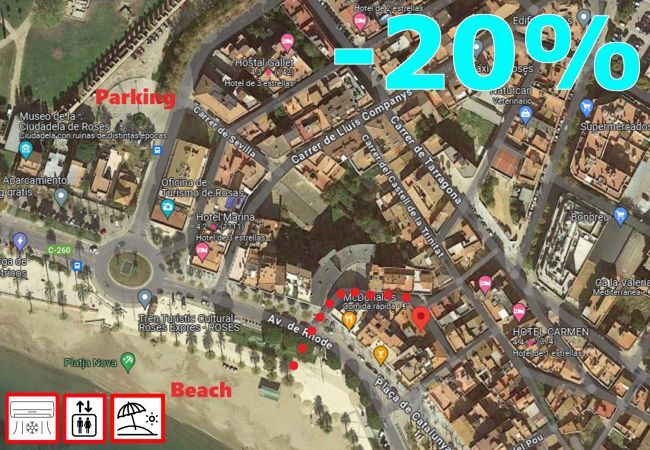 Apartament en Rosas / Roses - 1029 JOC PILOTA 50m Playa