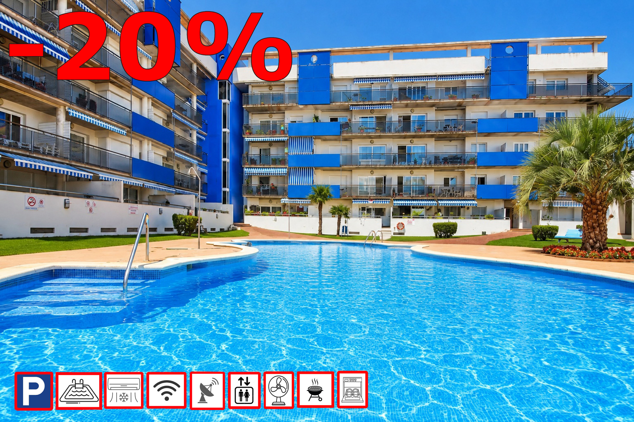  en Rosas / Roses - 1235 BLAUMARINA con piscina - APIVEND